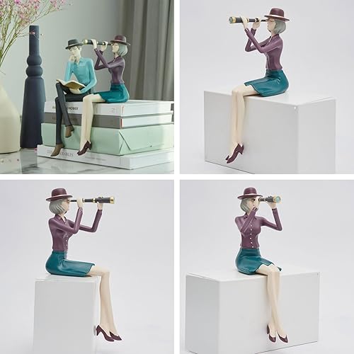 Amoy-Art Femme Statue Décor Moderne Arts Figurine Télescope Sculpture Maison Décoration Anniversaire Cadeau Résine 22cm - Nail Gallerys