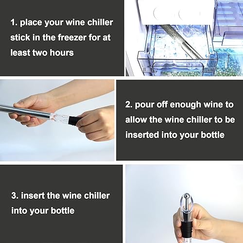 MXTIMWAN Rafraichisseur de Bouteille de Vin Bâton, Refroidisseur de Bouteille en Acier Inoxydable le | Fête Cadeau Femme Homme | Vin Blanc Rosé à Température Optimale - Nail Gallerys