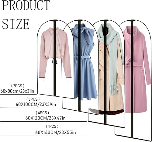 MUOIVG Housses de Vêtements, Anti Poussière Etanche Mite Humidité, Housses de Protection Zip Transparentes Pliable pour Chemise/Costumes/Manteaux, sac rangement vetement 12pcs - Nail Gallerys