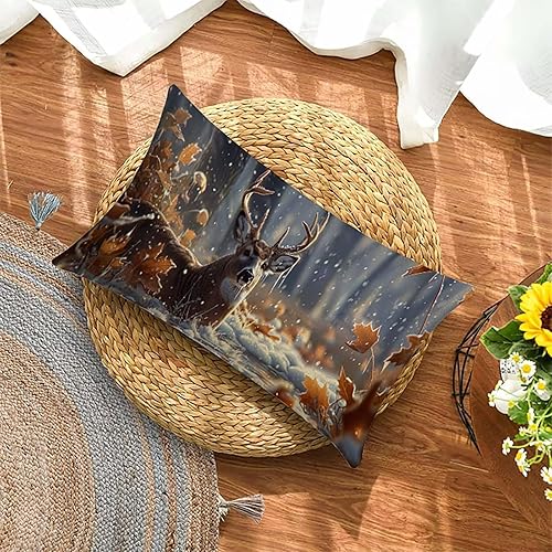 Coussin Canape Animal Lot de 2 Housse Coussin Exterieur Cerf 50x70 cm Impermeable Lin Couture éclair Cachée pour Canapé Office Salon Chambre Chaise Maison Été decoratif salon de jardin Cadeau BY5 5-Y - Nail Gallerys