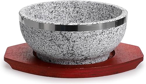 BIMUYI Bol en pierre coréenne, bol à soupe avec plateau en bois, pot en granit Dolsot Bibimbap - Nail Gallerys