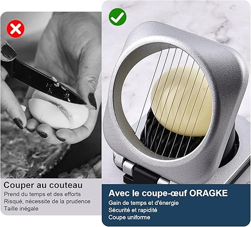 ORAGKE Coupe-œufs en acier inoxydable, Coupe oeuf à la coque, Coupe oeufs durs Professionnel aluminium, Ouvre oeuf à la coque, Trancheur pour œufs, tomates, mozzarella, kiwis, fraises, Casse oeuf - Nail Gallerys