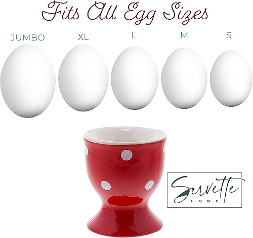 Servette Home Lot de 4 coquetiers mignons en céramique à pois Rose rouge 4SVST0020-Parent - Nail Gallerys