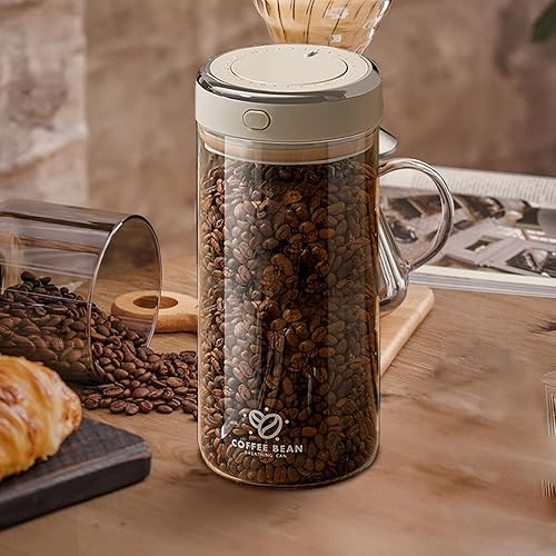 Liqzirtu Récipient à grains de café - Récipient en verre pour le stockage des aliments - Support de grains de café - Récipient de stockage étanche pour aliments, boîte à café - Nail Gallerys