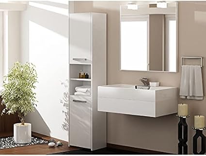 ADGO S30 Armoire de salle de bain, 30 x 30 x 170 cm, haute, étagère, meuble rabattable, étroite, autoportante, chêne artisan - Nail Gallerys