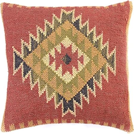 EXPORT PROFILE Lot de 2 housses de coussin carrées tissées à la main en jute et laine de jute - 45,7 x 45,7 cm - Décoration de chambre bohème rustique pour canapé - Nail Gallerys