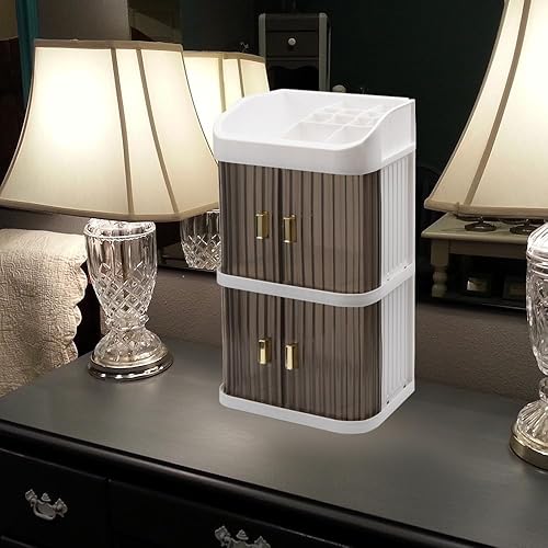 evomosa Organisateur de cosmétiques boîte de rangement cosmétique porte coulissante tiroir bureau armoire de rangement multifonctionnelle boîte de maquillage multicouche commode (Style B) - Nail Gallerys