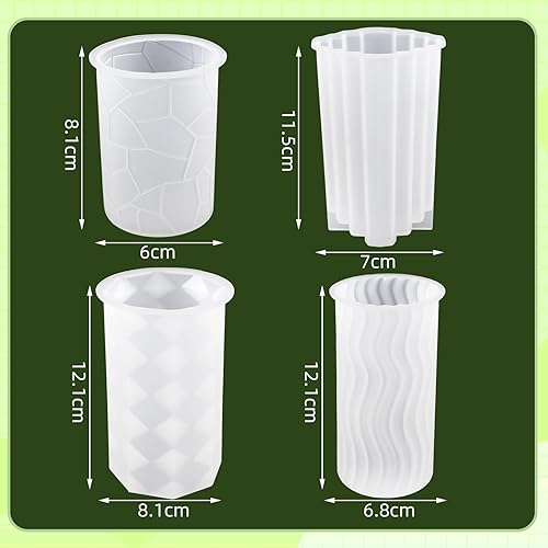 Bubuny 4 PCS Silicone pour Bougie, Moule à bougie en silicone DIY, 3D en silicone moules, Silicone Cylindriques Moules pour Décoration de la maison, Ornements, Bougie Parfumée - Nail Gallerys