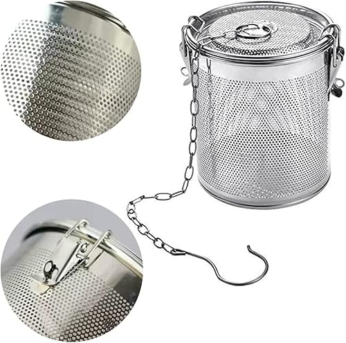 Filtre Thé, Infuseur Thé Maille, Infuseur Cuisson Acier Inoxydable, Filtre D'assaisonnement Épices, avec Crochet Chaîne, pour Thé Vrac, Épices, Herbes, Café, Argent (9 cm/3,5 Pouces) - Nail Gallerys
