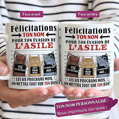 Cupdarling® Tasse Depart Collegue de Travail Personnalisé - Félicitations pour ton Évasion - Mug Humour Travail - Collègue de Travail Homme et Femme Bureau - Nail Gallerys