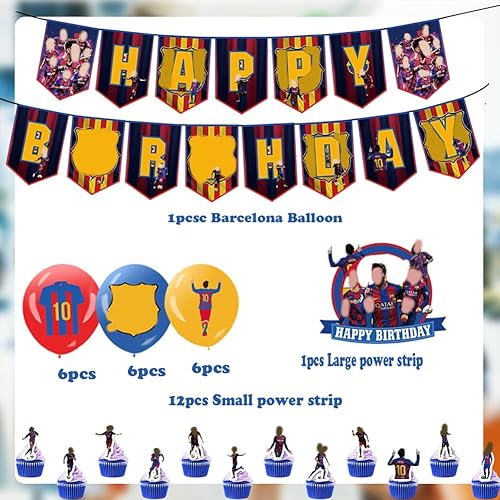 Décoration de Fête de Barce-lone, Décoration d'Anniversaire Football Star, Set de Décoration de Fête pour Barce-lone, Bannière d'Anniversaire Décoration de Gâteau Ballons, 32PCS - Nail Gallerys