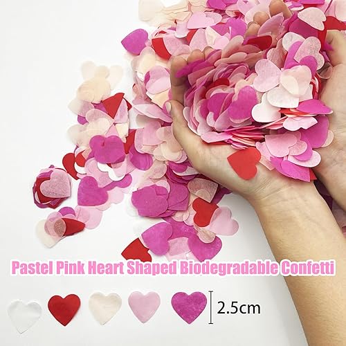 11000Pcs 5 couleurs Confettis Biodégradables en Forme de Cœur,Décoration de Table pour la décoration de Table de fête d'anniversaire Mariage Décorations et Célébrations(Pêche Rose Fuchsia Blanc Rouge) - Nail Gallerys