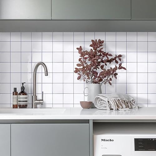 Commomy Plus épais Credence Adhesive pour Cuisine, Vinyle Carrelage Adhesif Mural Salle de Bain Cuisine Metro 3D, ImperméAble, Vert Sauge Carré(10 Pièces, 30,5 x 30,5 cm) - Nail Gallerys