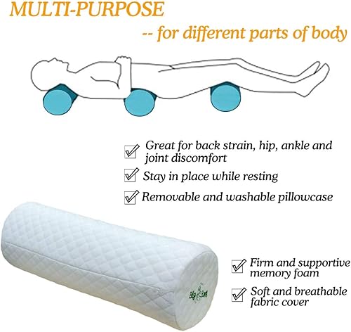 Big Ant Neck Roll Pillow Cervical Bolster Coussin Rond en Mousse à mémoire de Forme cylindrique sous Le Genou Oreiller, Coussin de Jambe Coussin Rond en Mousse à mémoire de Forme avec Housse Lavable - Nail Gallerys