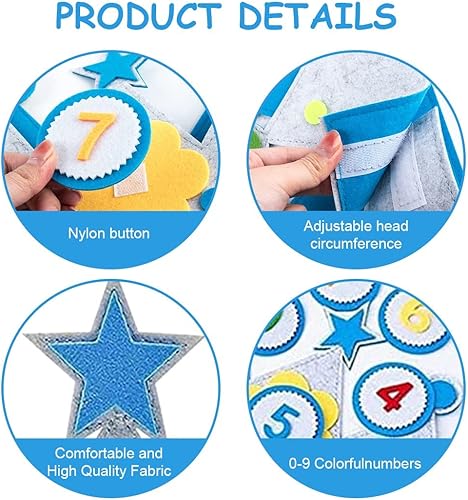 SIOPPKIK Chapeau Anniversaire Enfant, Chapeau Anniversaire,Tissu de couronne d'anniversaire, anniversaire de couronne pour les filles de garçons avec des nombres interchangeables de 0-9 - Nail Gallerys
