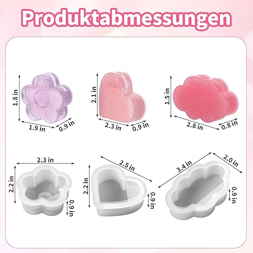Qiuruoo Lot de 6 moules en résine époxy - Porte-cartes de visite - Moules en silicone pour la fabrication de porte-cartes de visite, décorations de bureau (fleurs, cœurs, nuages) - Nail Gallerys