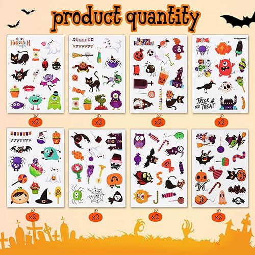 228PCS Autocollants Halloween Gommettes Stickers Halloween Dessin Animé Autocollants Adhésifs Enfant Bricolage Décoration Accessoires pour Fête Halloween - Nail Gallerys