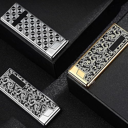 Briquet Torche Ultra-Fin Portable à allumage latéral et Flamme Douce, Briquet au Butane en métal, Flamme réglable, Mini Portable, Cadeau Haut de Gamme for Homme(Black) - Nail Gallerys