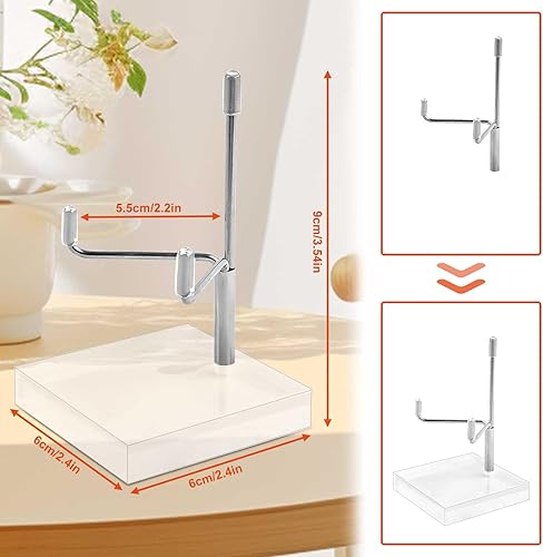 mumisuto 4 Pièces Réglables en Métal Bras d'affichage Chevalet, avec base acrylique Rock Display Chevalet support acrylique Chevalet Crystal Display Stand Clear Plate Stand pour Geoden Mineral Agate - Nail Gallerys