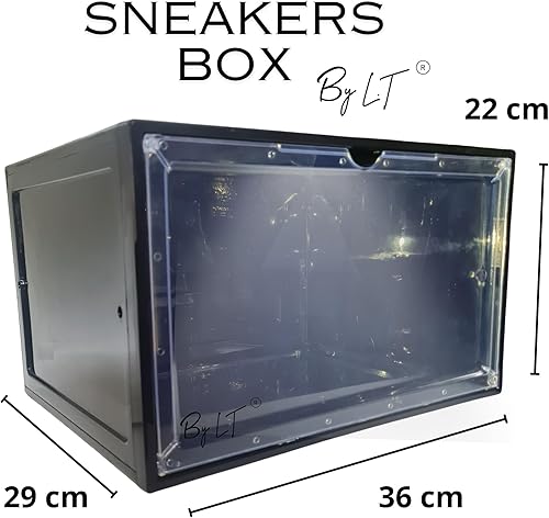 By L.T sneakers box LED rangement chaussure vitrine pour collection basket et figurines meuble chaussures decoration chambre etagere chaussure empilable organisateur pour dressing homme/femme (Noir) - Nail Gallerys