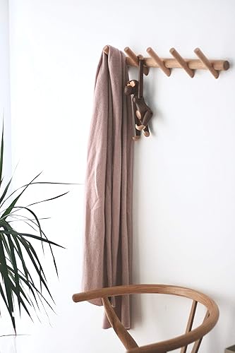 anaan Branch Patère Murale Bois 5 crochets Porte Manteau Design Portemanteau mural Portant à vêtement pour Suspendre Manteaux écharpes, Sacs à Main 50 cm - Nail Gallerys