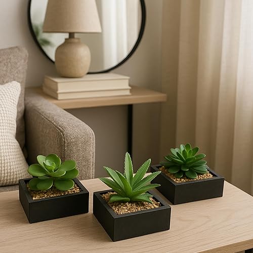 damaloo Lot de 3 plantes succulentes artificielles en pot – Plantes artificielles en plastique – Plantes décoratives pour rebord de fenêtre – Fleurs artificielles – Fleurs artificielles vertes - Nail Gallerys