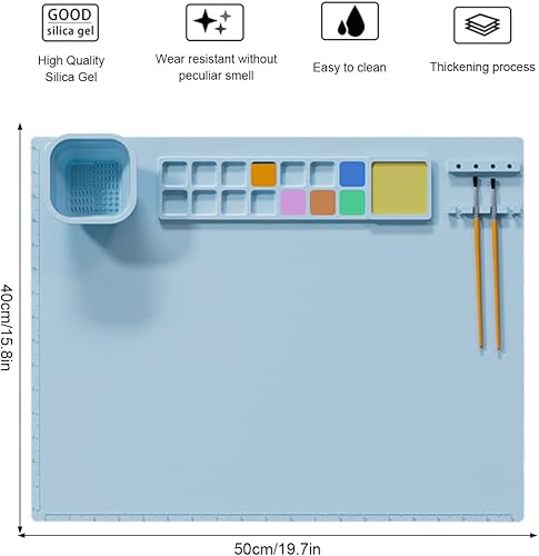 Tapis de peinture en silicone pour enfants, 50,8 x 40,6 cm, réutilisable avec porte-gobelet, feuille antiadhésive pour travaux manuels, peinture à l'aquarelle, découpe, création artistique, argile et - Nail Gallerys