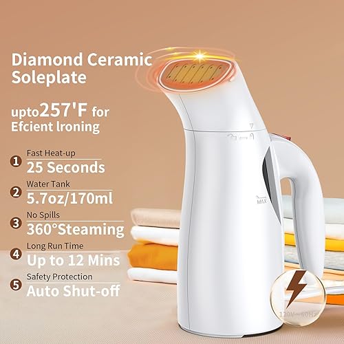 Défroisseur vapeur 700 W, 140 ml, pour enlever les plis, mini fer à repasser portable de voyage, réchauffeur 50 secondes, pour la maison, le bureau, les voyages, blanc - Nail Gallerys