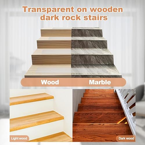 Qobobo Lot de 15 tapis antidérapants pour marches d'escalier - 60 x 15 cm - Pour intérieur - Avec rouleau - Tapis d'escalier imperméable et autocollant pour marches en bois - Nail Gallerys