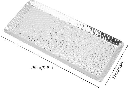 Tissting Plateau de Service Rectangulaire, 25 x 11 cm Plateau de Alimentaire en Acier Inoxydable, Plateau à Vaisselle Commercial pour Tasses Café, Eau, Fruits, pour Restaurant à la Maison - Nail Gallerys