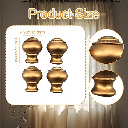 Colcolo Lot de 4 embouts de tringle à rideau, accessoires de remplacement robustes et décoratifs pour salon d'hôtel, or - Nail Gallerys