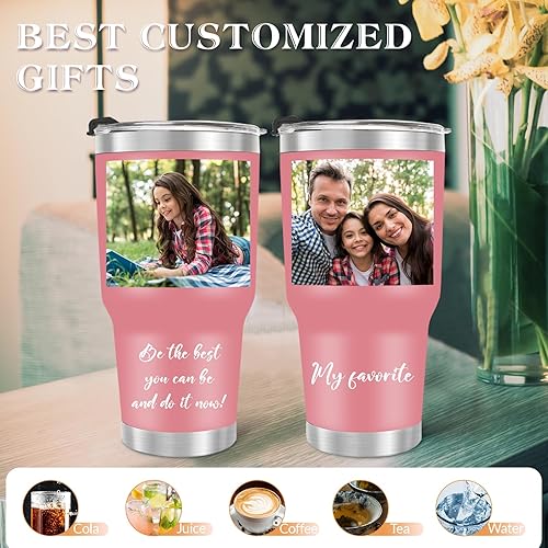 Tasses à café Thermos Personnalisé avec Photo et Texte Gobelets Maigres En Acier Inoxydable 30oz 890ml Coupe Tumbler Personnalisée Travel Mug Tumbler Gobelet Isotherme avec Paille Termos - Nail Gallerys