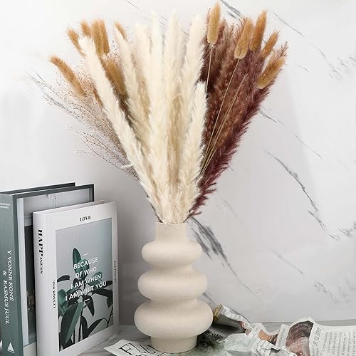 Pampas Séchées Decoration, 50 PCS Fleurs Séchées de 42-45 cm, Herbe de La Pampa Séchées, Bouquet de Fleurs Séchées, Décoration de Vases de Fleurs Séchées pour Boho Mariage, Anniversaire, Chambre - Nail Gallerys