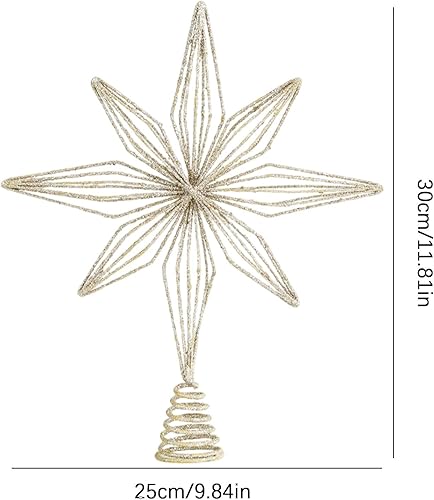 Star Shape Design Christmas Tree Topper, Lighted Tree Topper, LED Star Tree Topper, Decorative Star Trees Decoration 24x30cm for Holiday Trees, Display, Decoration, Gold, Silver Color - Nail Gallerys