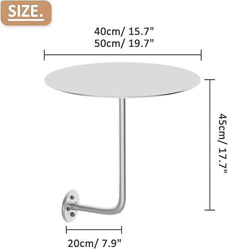Table de cuisine ronde à manger | Table de pub extérieure supérieure Table de cocktail de bistro | Cadre en acier inoxydable | Petite table d'appoint Table de chevet d'appoint moderne ( Size : 40x40x4 - Nail Gallerys