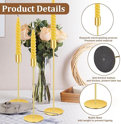 TOSUTO Chandelier Bougeoir Dorés,Lot de 9 Bougeoir Chandelier,Chandelier de Mariage Différentes Tailles,Rétro Métal Porte-Bougie Conique pour Mariage Noël aux Chandelles Dîner Banquet - Nail Gallerys