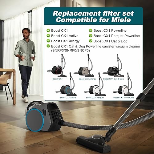 Lot de 3 filtres HEPA de rechange compatibles avec Miele Boost CX1 Active/Allergy/Cat & Dog/Parquet PowerLine, filtre hygiénique alternatif AirClean pour SF-HA 60/SF-HY 60 - Nail Gallerys
