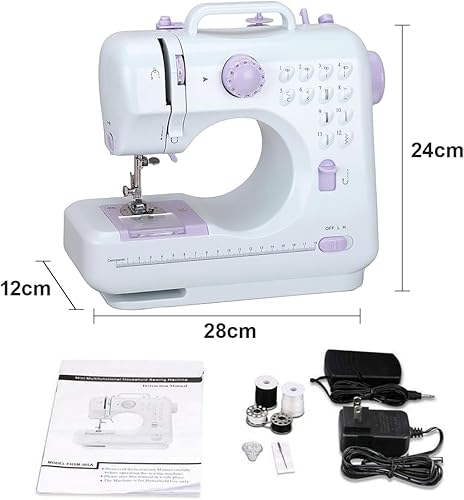 Outbit Mini machine à coudre pour débutants, 12 points, ménage, double fil, machine à coudre multifonctionnelle pour enfants, EU 220 V - Nail Gallerys