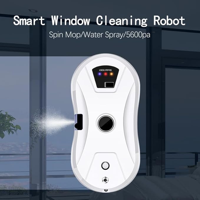 Homizo Robot nettoyeur de vitres automatique 5600 Pa avec navigation intelligente et sécurité anti-chute, télécommande et système de pulvérisation - Nail Gallerys