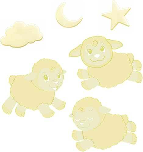 Simba ABC Glow in The Dark Happy Sheep 104010045 Lot de 3 Moutons Extra Larges avec Lithophane, étoiles, lunes et Nuages 24 pièces à partir de 3 Ans - Nail Gallerys