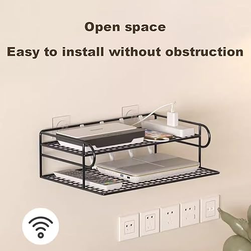 NZBZTUKUWP Étagère Murale De Routeur Évidée À Une Couche, Étagère De Rangement De Boîte De Décodeur, Clôture Surélevée, Dissipation De Chaleur Ventilée - Nail Gallerys