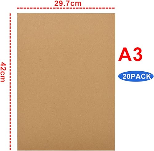Worown Lot de 20 grandes feuilles de carton ondulé de 3 mm d'épaisseur pour peinture, modélisation, loisirs créatifs Format A3 (297 x 420 mm) - Nail Gallerys