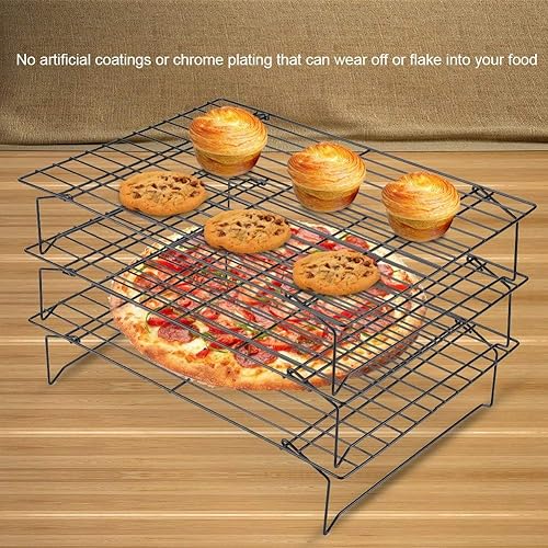 Grille de Refroidissement, 3 Grilles de Refroidissement Empilables en Acier Inoxydable, Plateau de Cuisson sans Bâton pour Biscuits, Gâteaux, Pain - Nail Gallerys