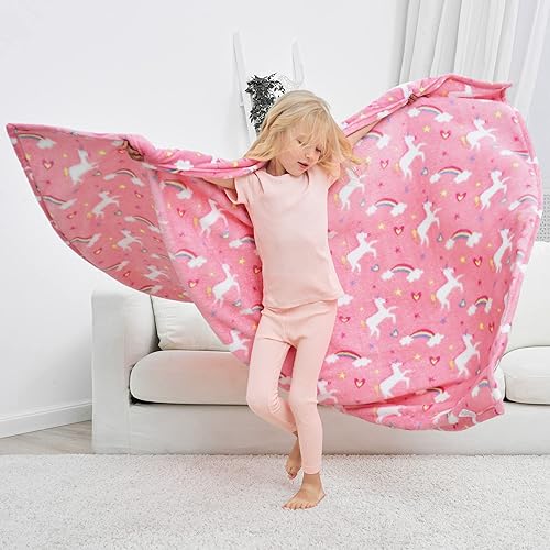 softan Couverture en Polaire Licorne pour Fille, Couverture en Polaire pour Enfant pour lit canapé, Couverture en Polaire Rose Licorne Flanelle pour Fille, école, Cadeau d'anniversaire, 130x150 cm - Nail Gallerys