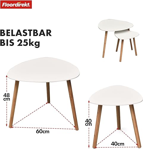 Floordirekt Lot de 2 tables basses rondes en bois blanc - Petit canapé au design moderne (Oregon) - Nail Gallerys