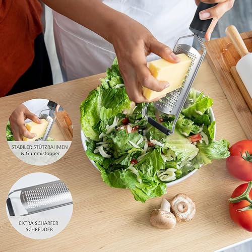 Lifeant 1 Rappe a Fromage Manuelle&Zesteur Agrumes Râpe à zesteur Premium Classic Tranchant Acier Inoxydable, Parmesan, Citron, Gingembre, Ail, Noix de Muscade, Chocolat-Nettoyable au Lave-Vaisselle - Nail Gallerys