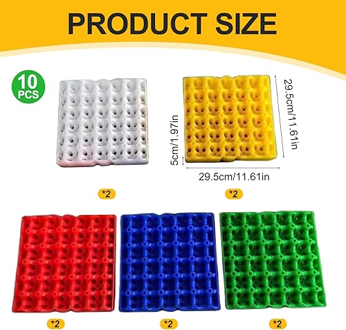 Caisse de plateau d'oeuf en plastique de 10 pcs à 30 pcs, cartons d'oeufs colorés réutilisables pour le stockage, le tri, le transport et l'utilisation la ferme - Nail Gallerys