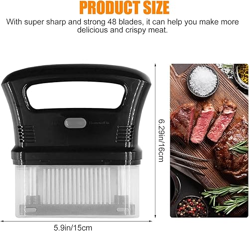 Nizirioo Attendrisseur de viande Steaker - En acier inoxydable - Avec 48 lames - Pour adoucir le bœuf, le poulet, le porc - Nail Gallerys