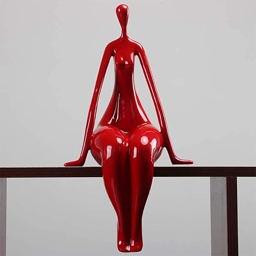 Sculpture Bureau, Femme Nue Body Abstraite Statue Art Minimalisme Résine Figure Personnage Handcrafted Accessoires Décoration (Rouge) - Nail Gallerys