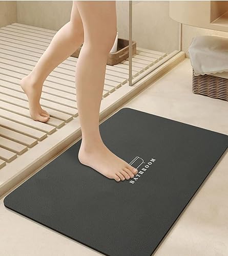 Tapis de Bain en Pierre de diatomite antidérapant et Anti moisissure à séchage Rapide Tapis de Bain en Pierre de diatomée Lavable Tapis de Salle de Bain en Caoutchouc Absorbant Gris Minimaliste - Nail Gallerys